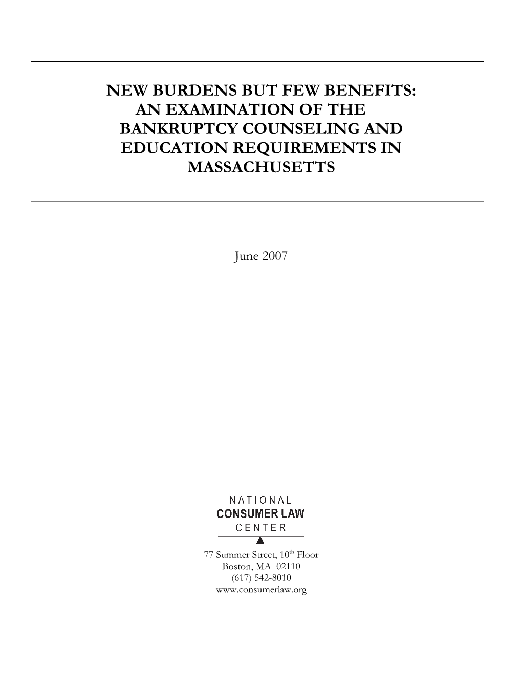 An Examination of the Bankruptcy Counseling and Education Requirements in Massachusetts