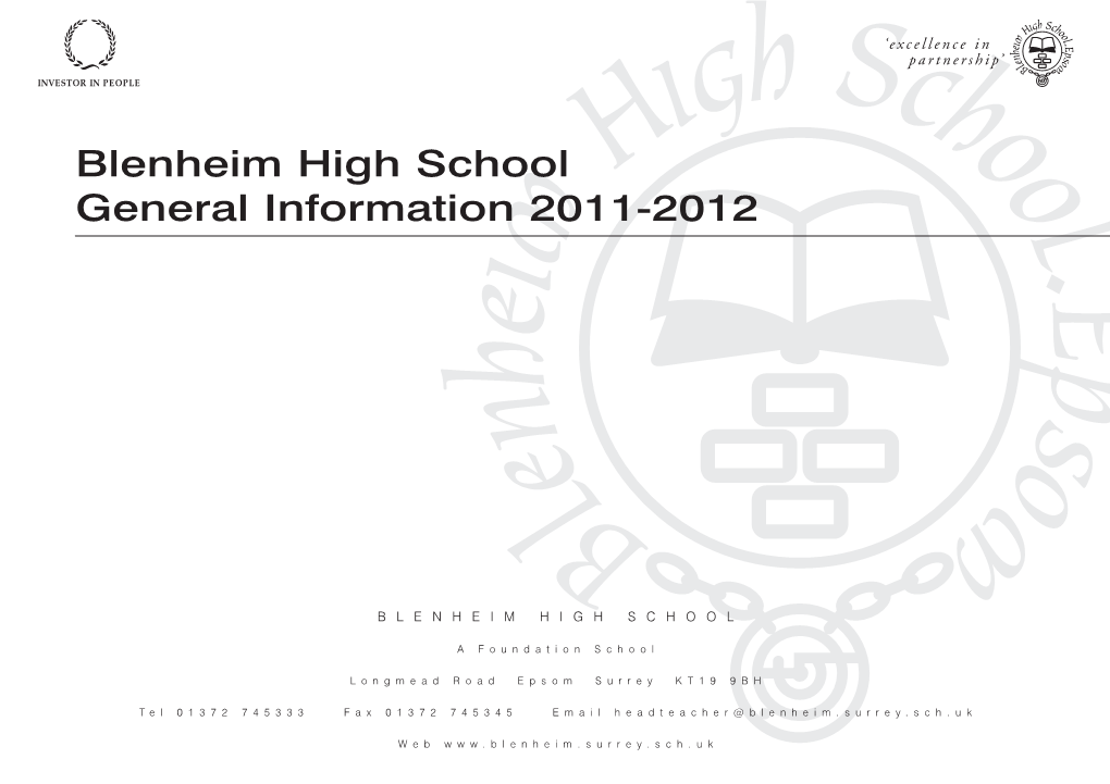 Blenheim High School General Information 2011-2012