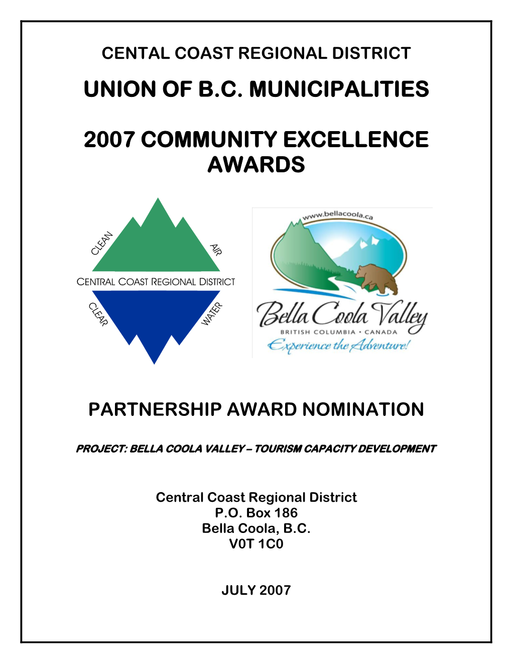 Union of B.C. Municipalities 2007 Community Excellence