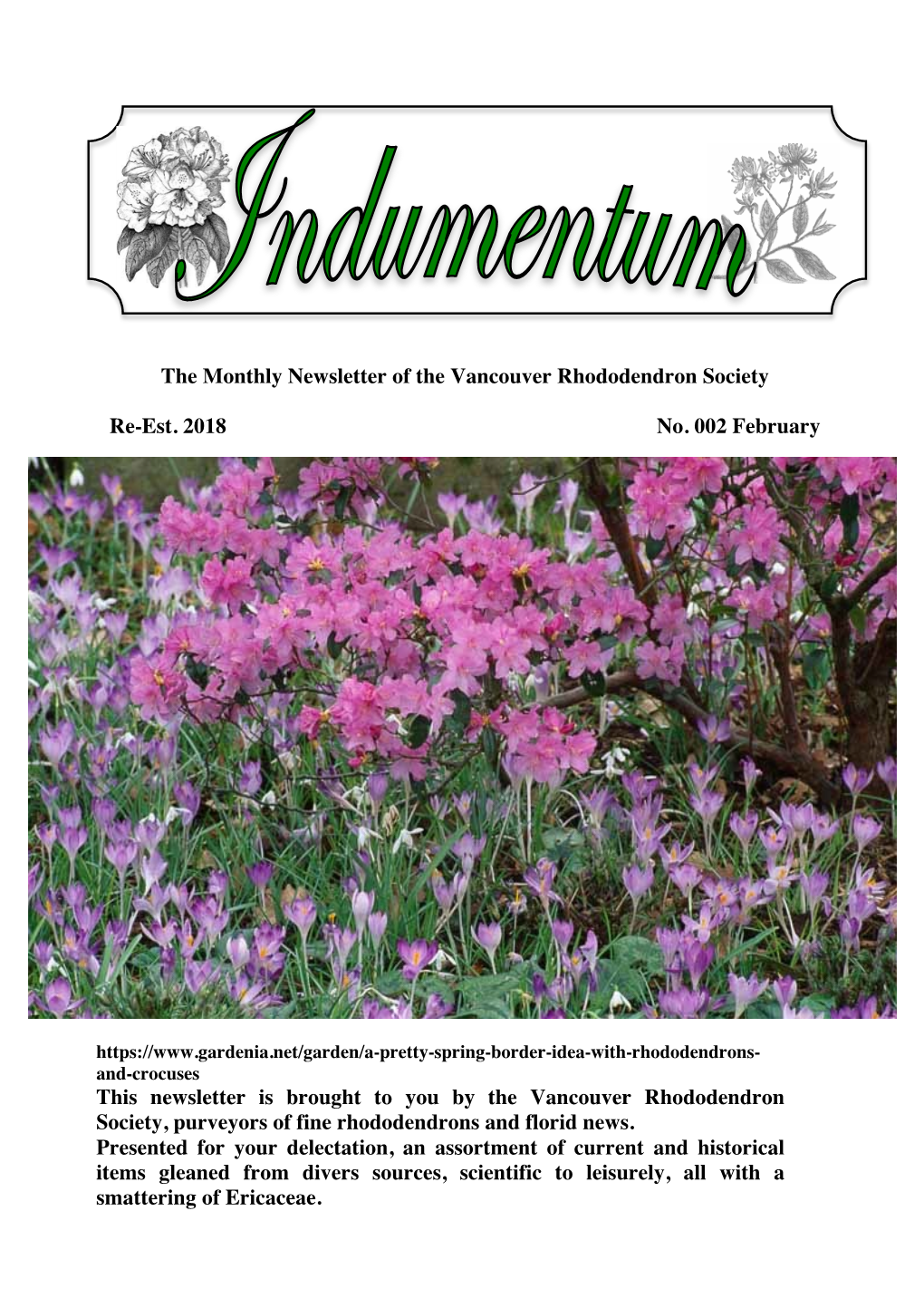 The Monthly Newsletter of the Vancouver Rhododendron Society