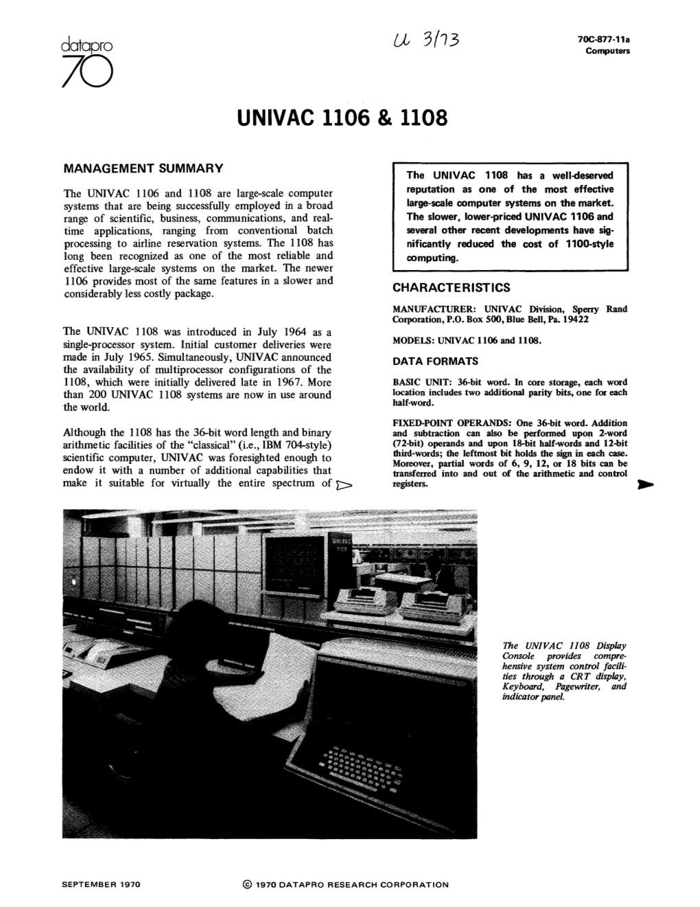 Univac 1106 & 1108