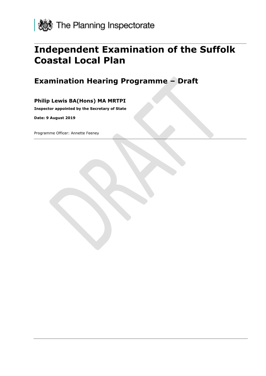 Independent Examination of the Suffolk Coastal Local Plan