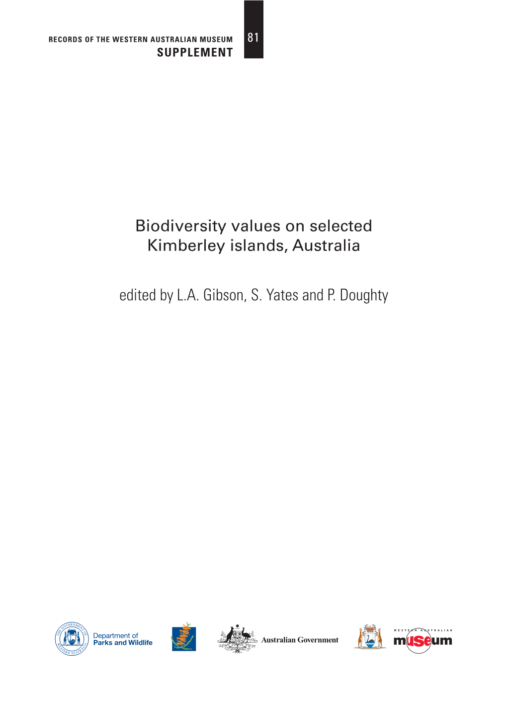 Biodiversity Values on Selected Kimberley Islands, Australia Edited