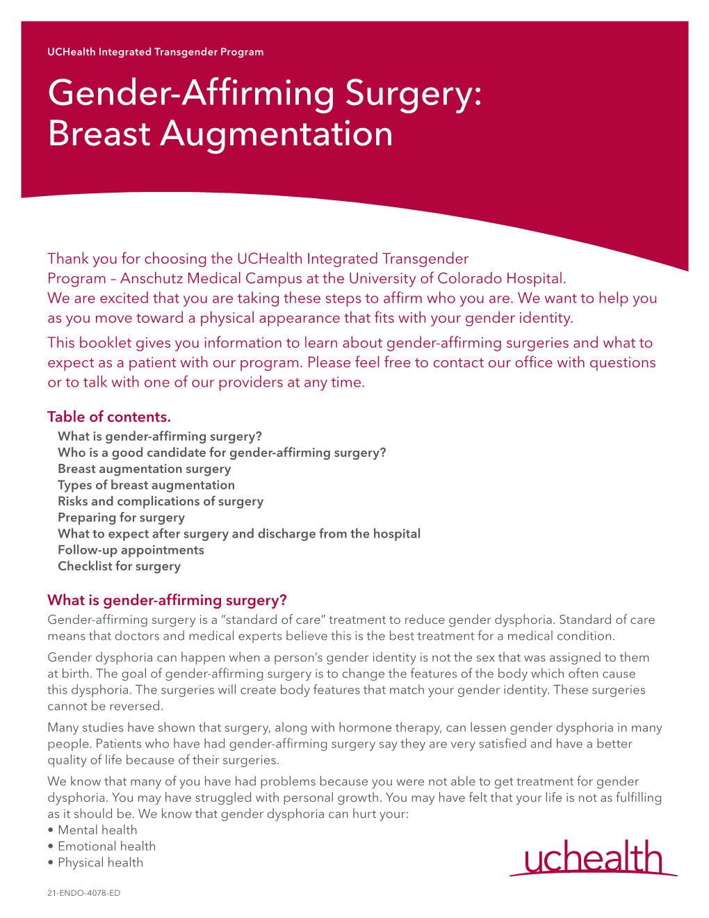 Gender-Affirming Surgery: Breast Augmentation