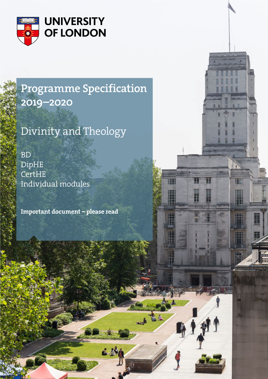 Divinity and Theology Programme Specification 2019-2020