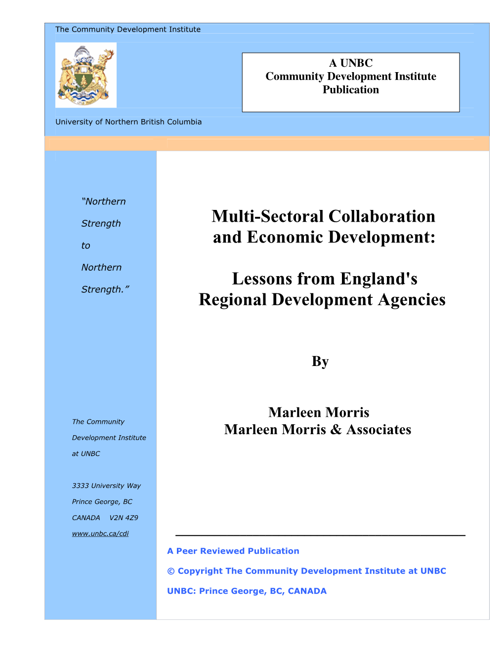 Multi-Sectoral Collaboration and Economic Development: Lessons