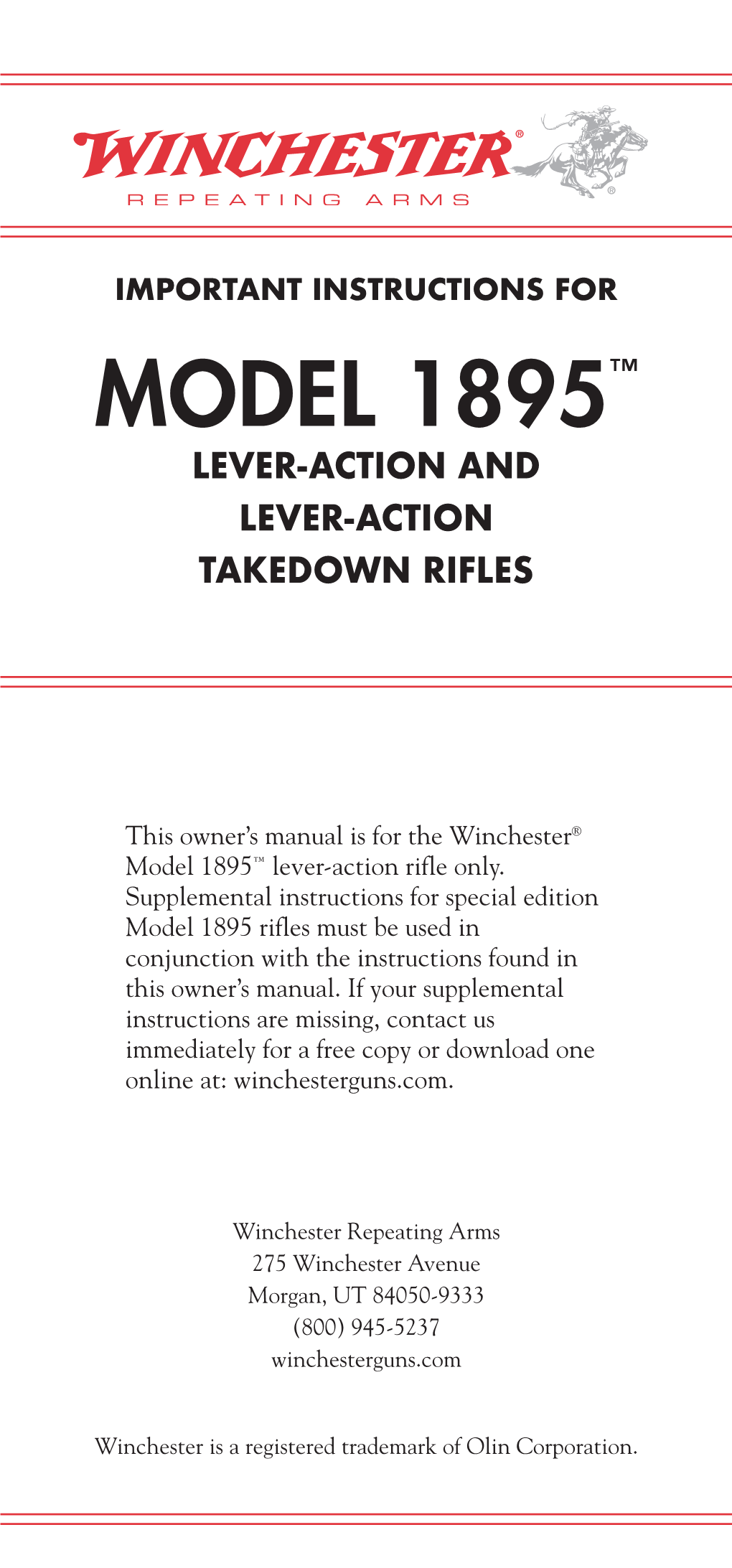 Model 1895™ Lever-Action and Lever-Action Takedown Rifles