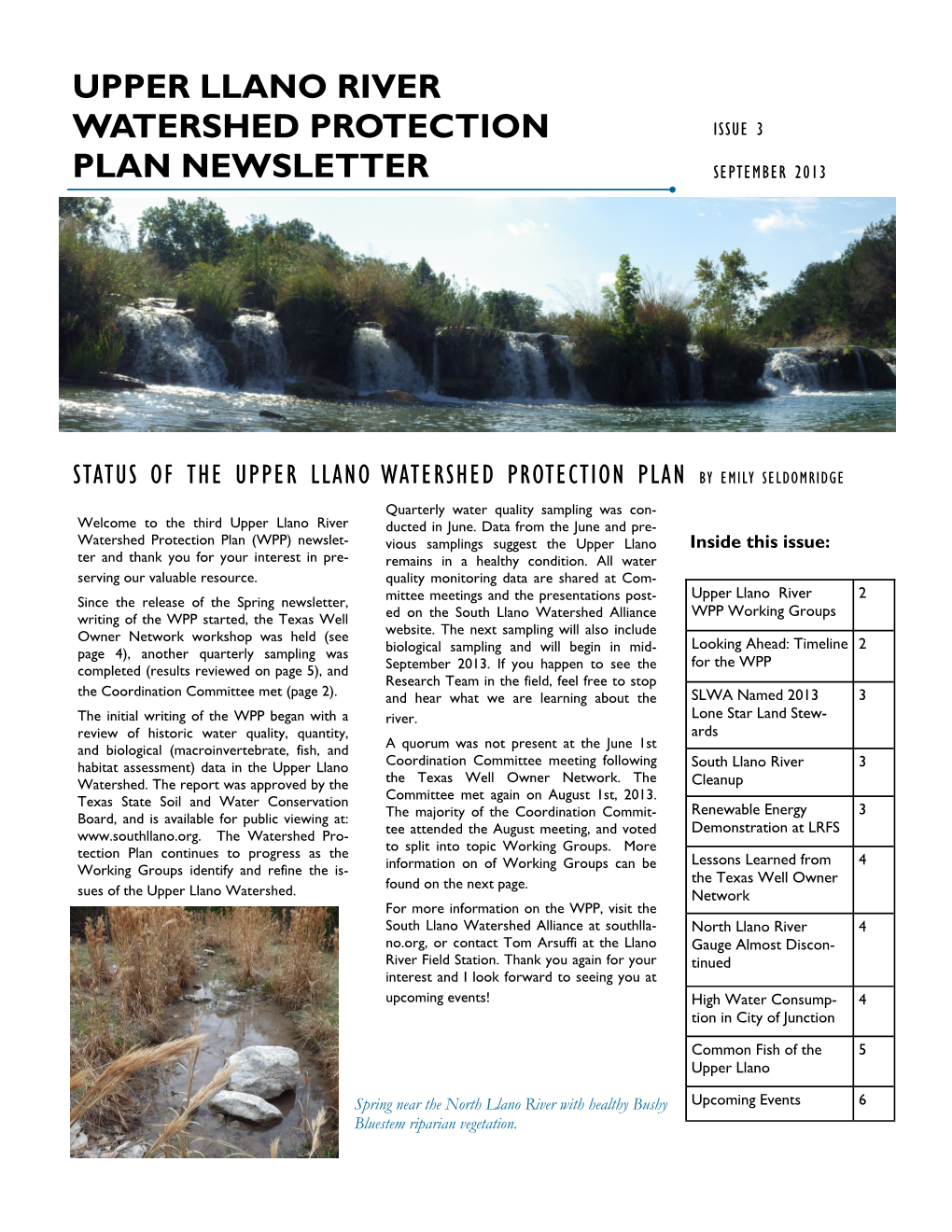 Upper Llano River Watershed Protection Plan Newsletter