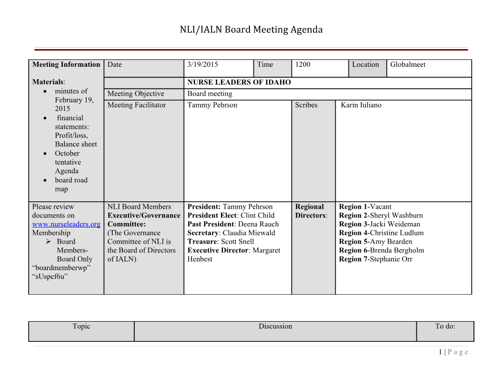 IALN Board Meeting Minutes