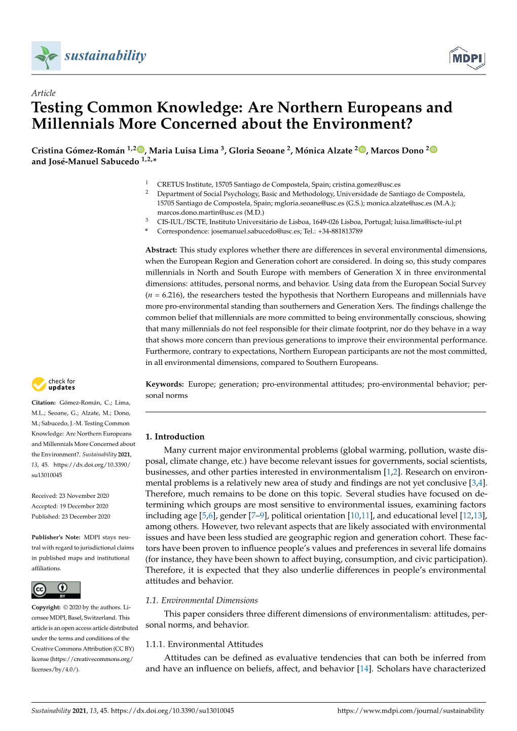 Testing Common Knowledge: Are Northern Europeans and Millennials More Concerned About the Environment?