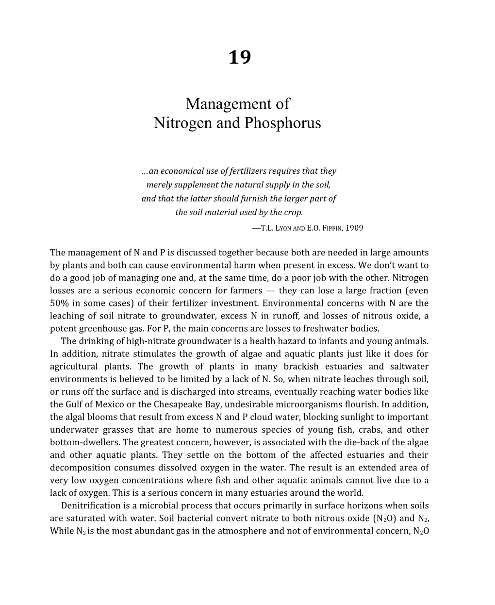 Management of Nitrogen and Phosphorus