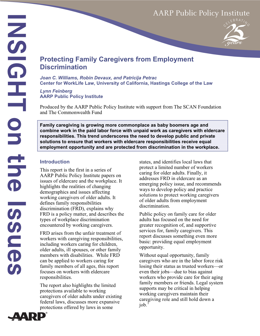 Protecting Family Caregivers from Employment Discrimination