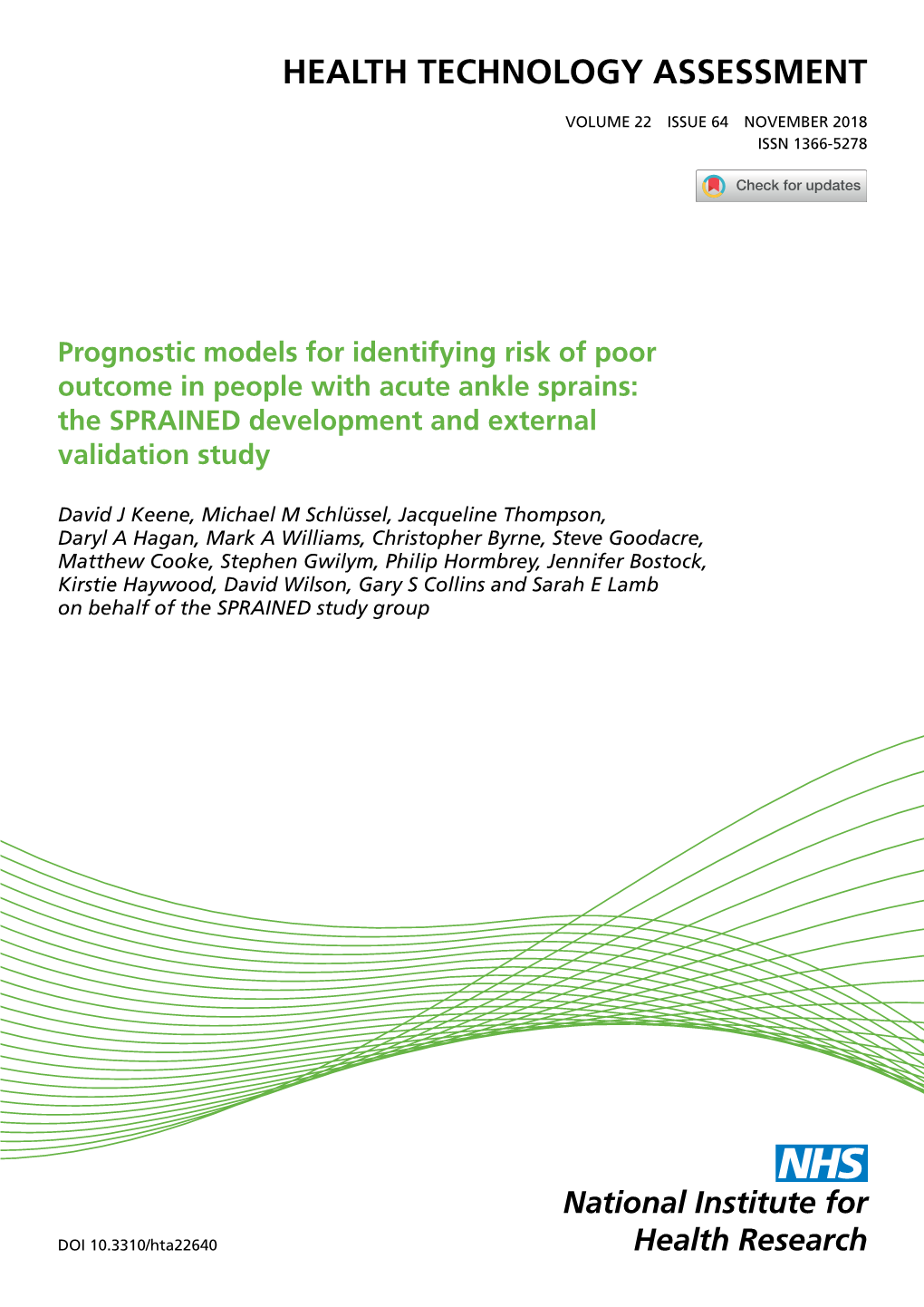 Prognostic Models for Identifying Risk of Poor Outcome in People with Acute Ankle Sprains: the SPRAINED Development and External Validation Study