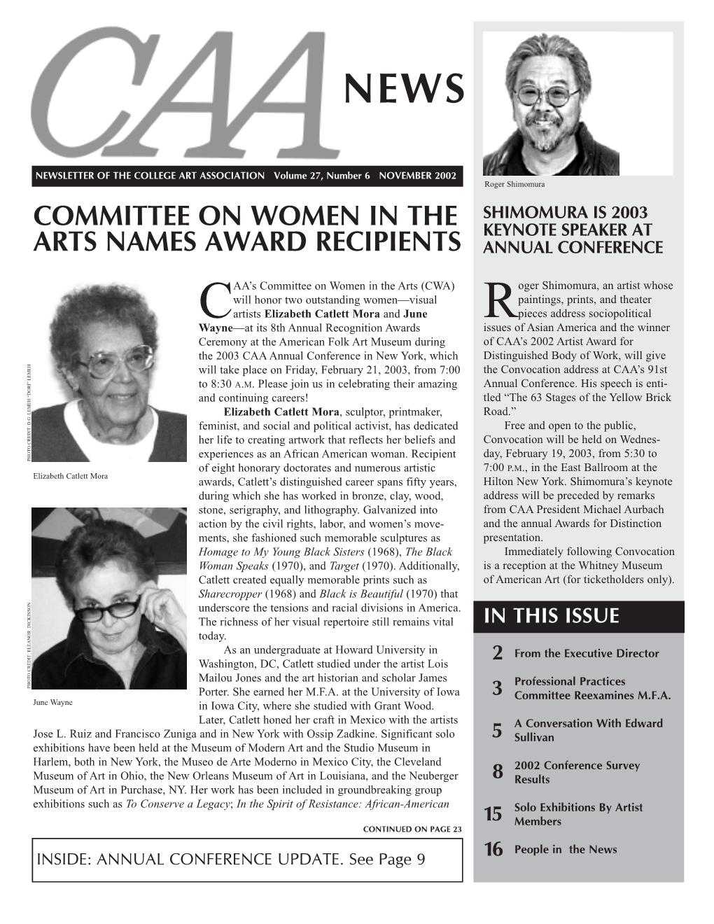 November 2002 CAA News