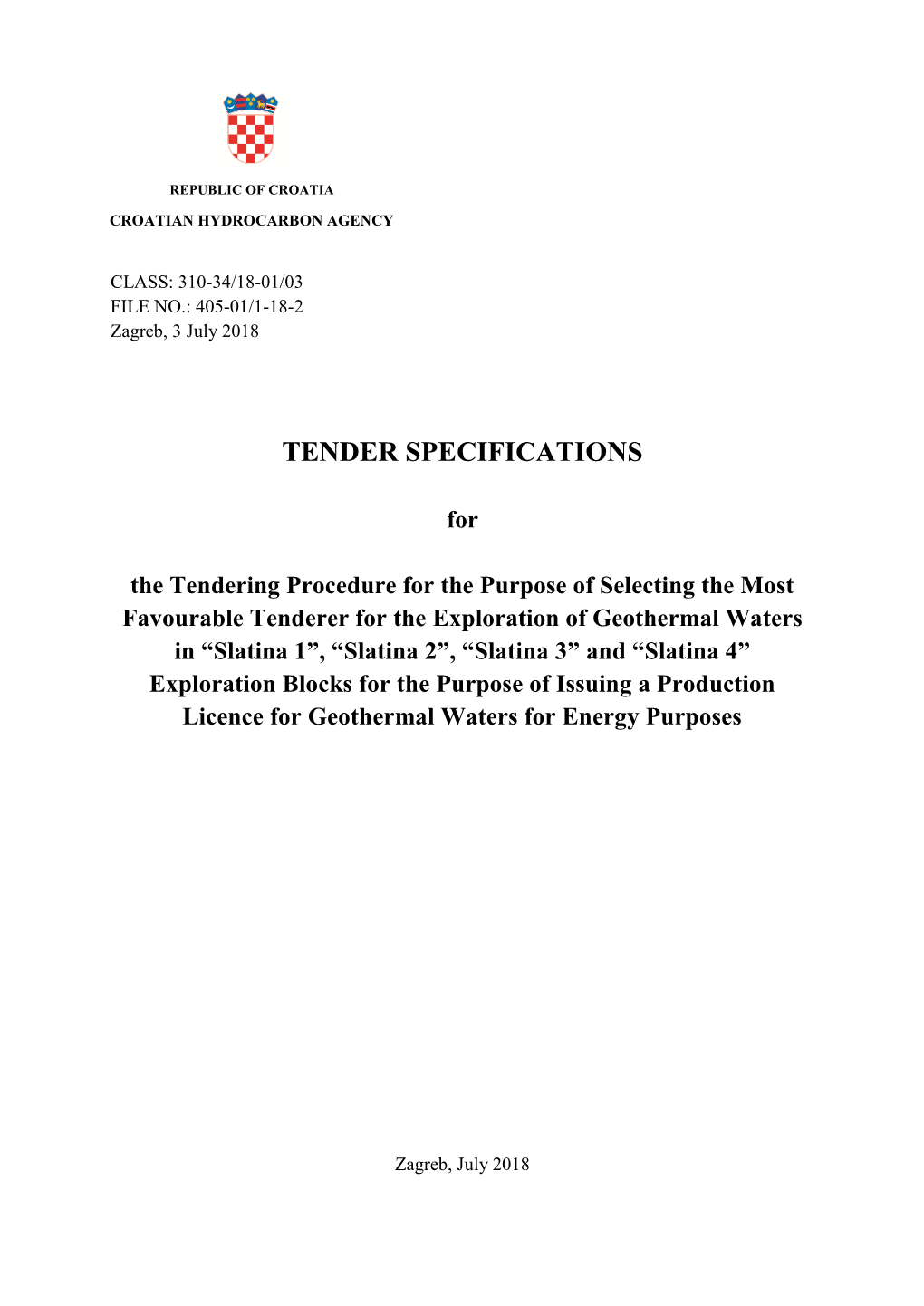 Tender Specifications