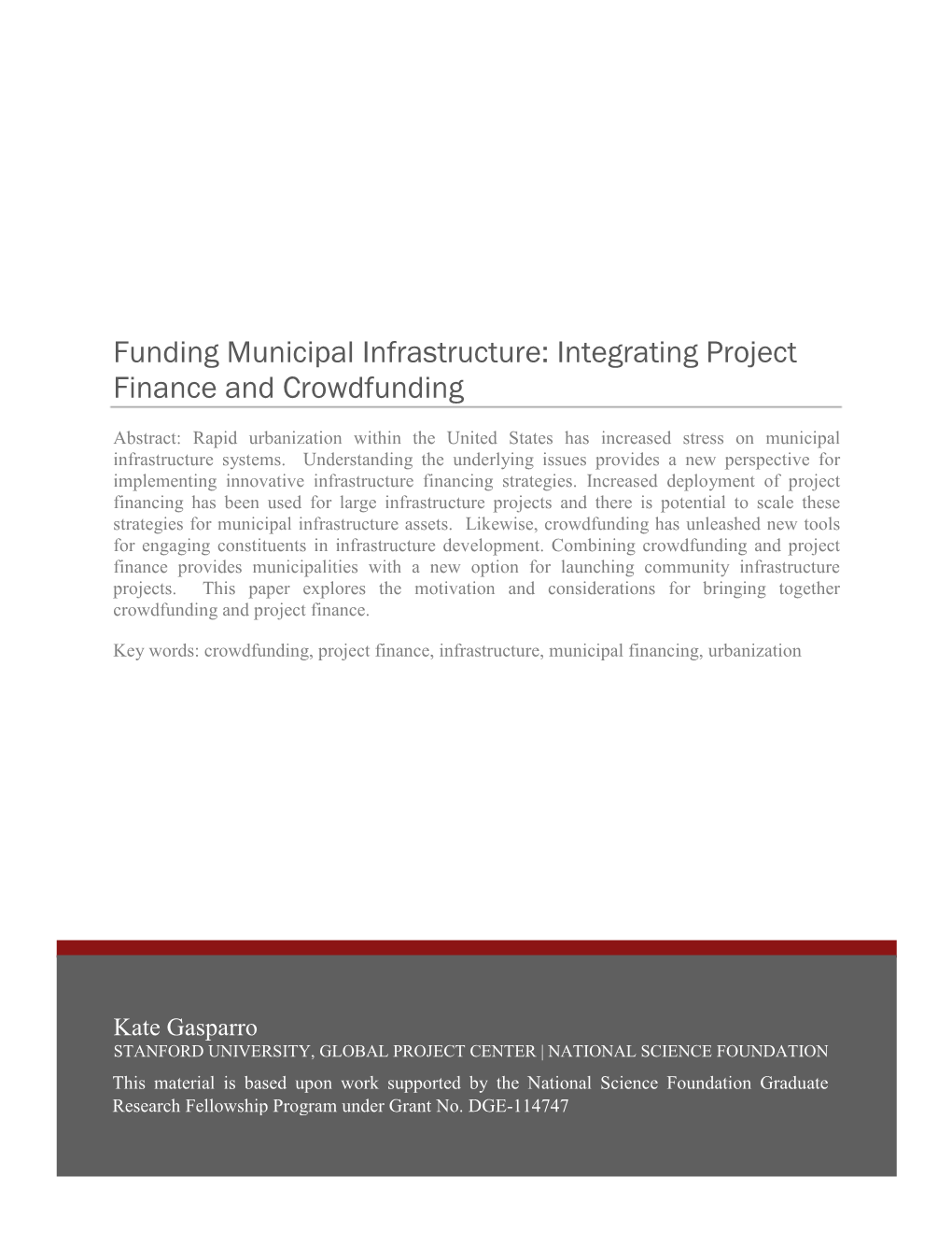 Funding Municipal Infrastructure: Integrating Project Finance and Crowdfunding