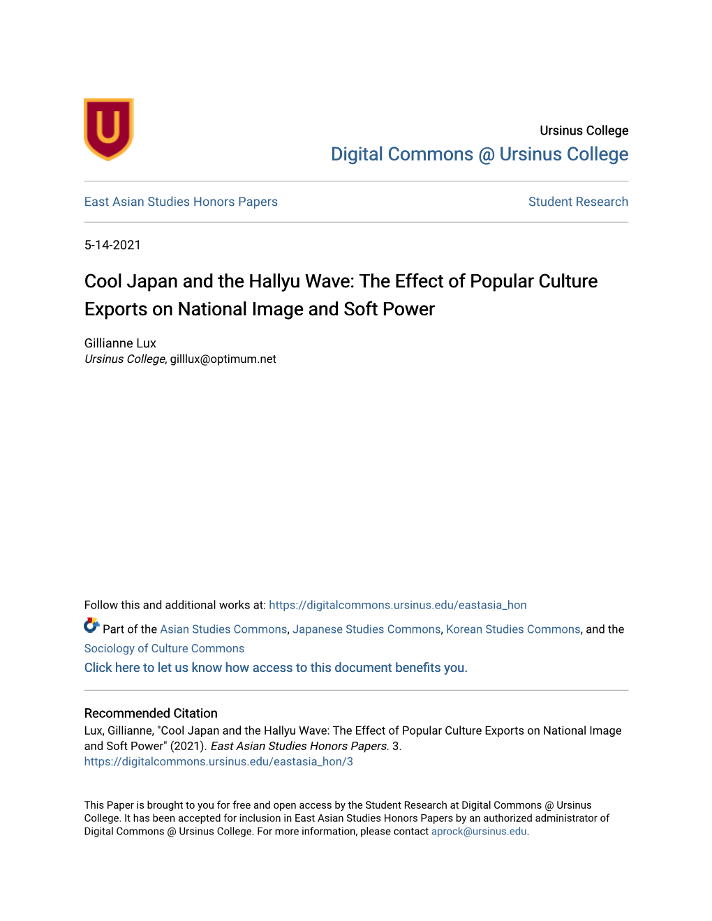 Cool Japan and the Hallyu Wave: the Effect of Popular Culture Exports on National Image and Soft Power