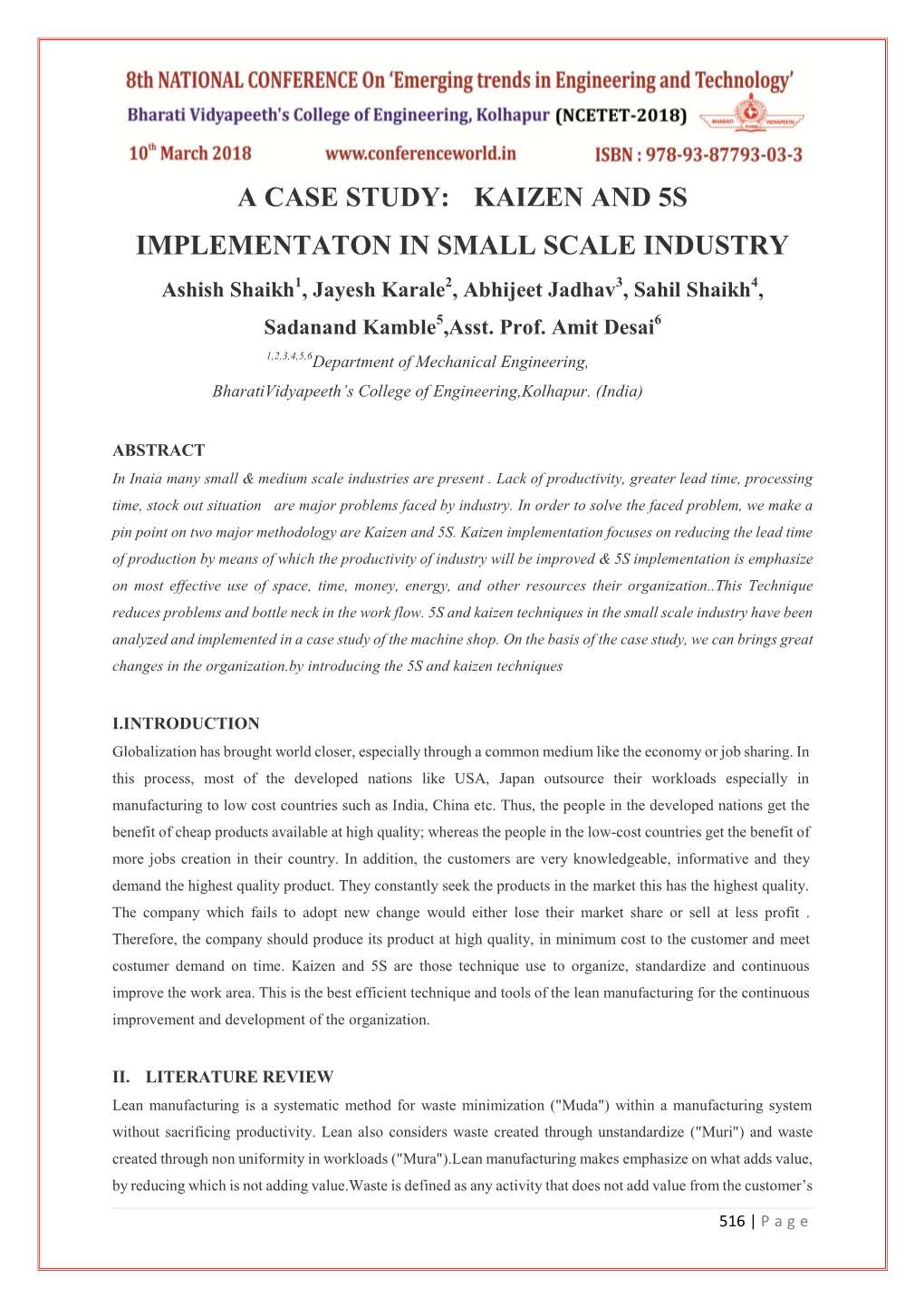 A Case Study: Kaizen and 5S Implementaton in Small Scale Industry