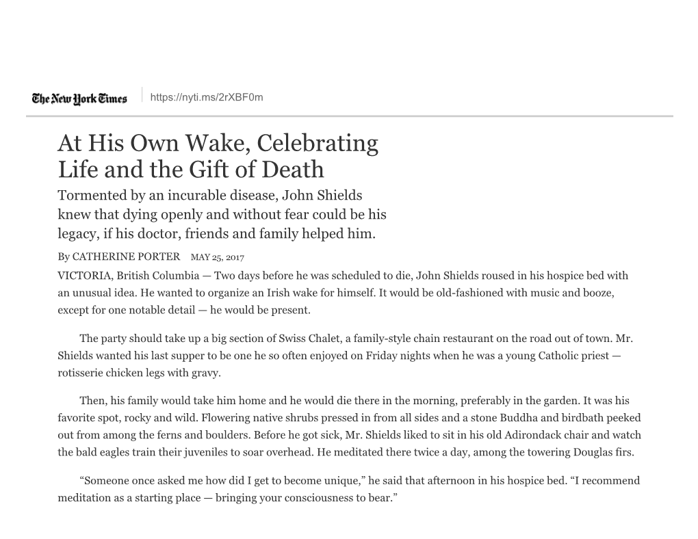 At His Own Wake, Celebrating Life and the Gift of Death