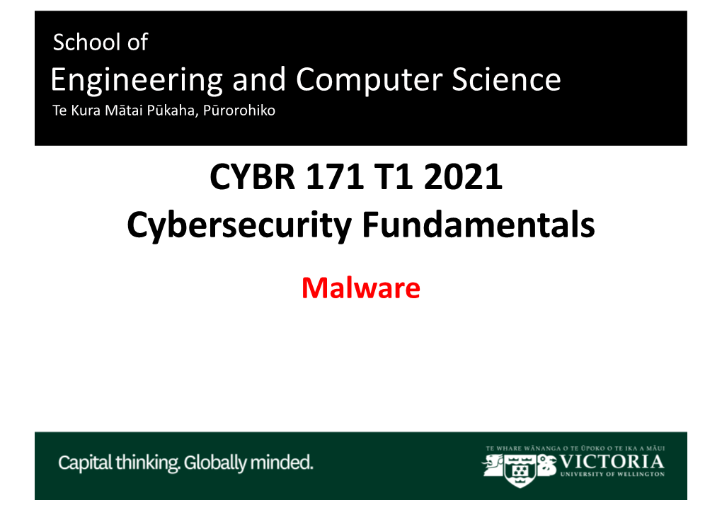 CYBR 171 T1 2021 Cybersecurity Fundamentals Malware