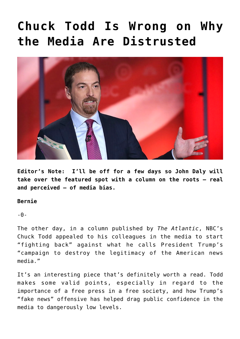 Chuck Todd Is Wrong on Why the Media Are Distrusted