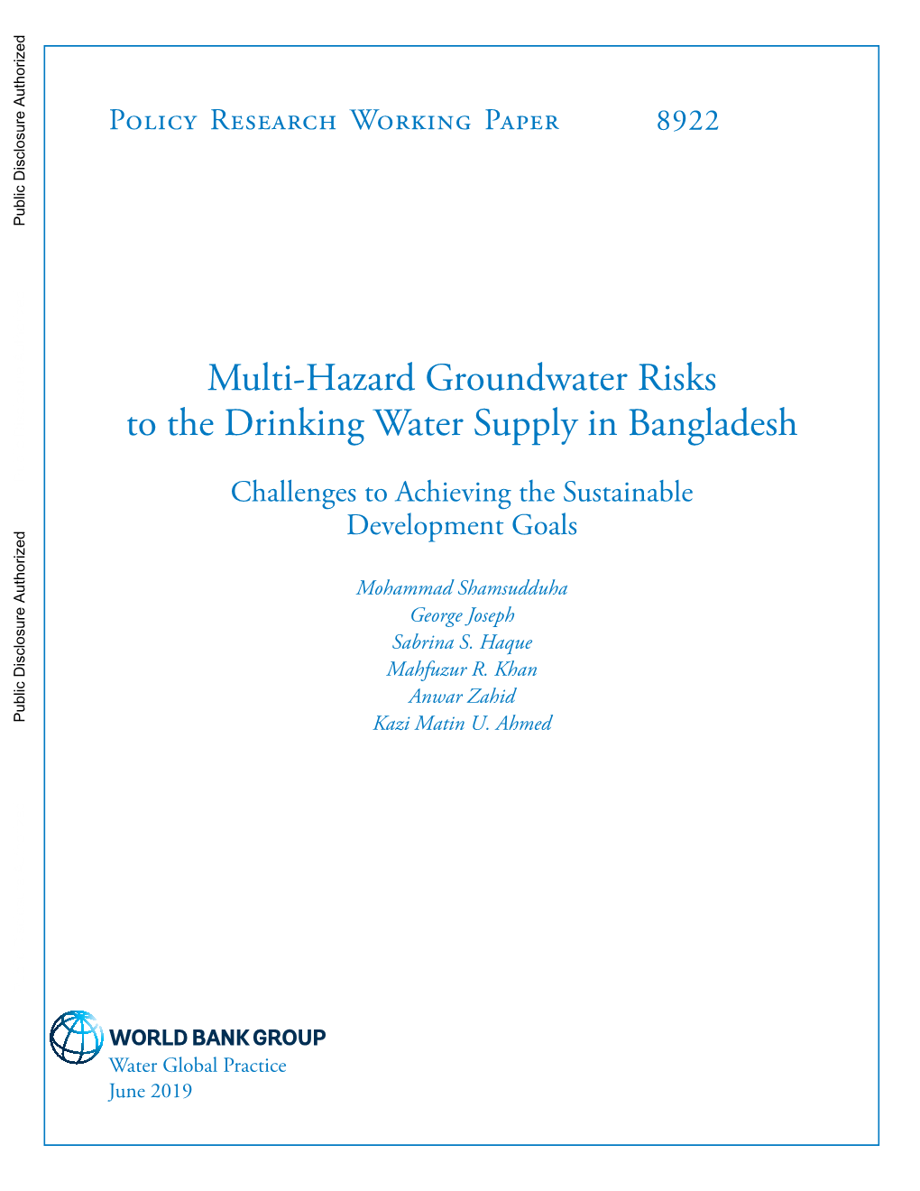 Multi-Hazard Groundwater Risks to the Drinking Water Supply in Bangladesh