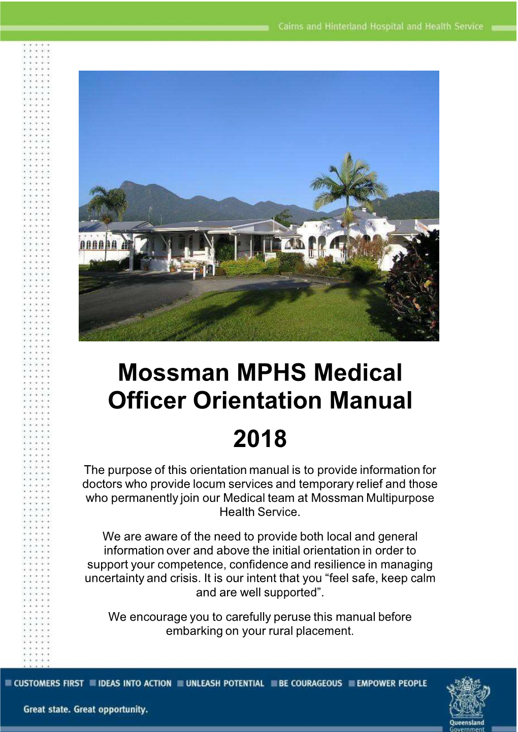 Mossman MPHS Medical Officer Orientation Manual 2018