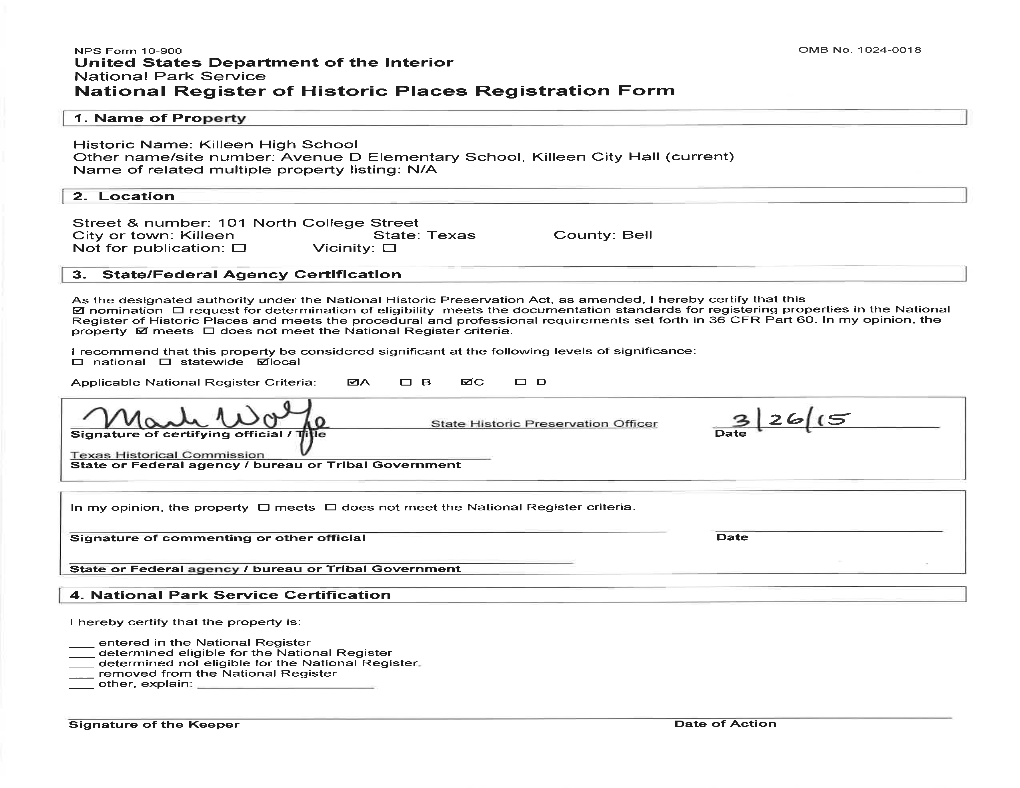 Texas Historical Commission, Austin) Other State Agency Federal Agency Local Government University Other -- Specify Repository