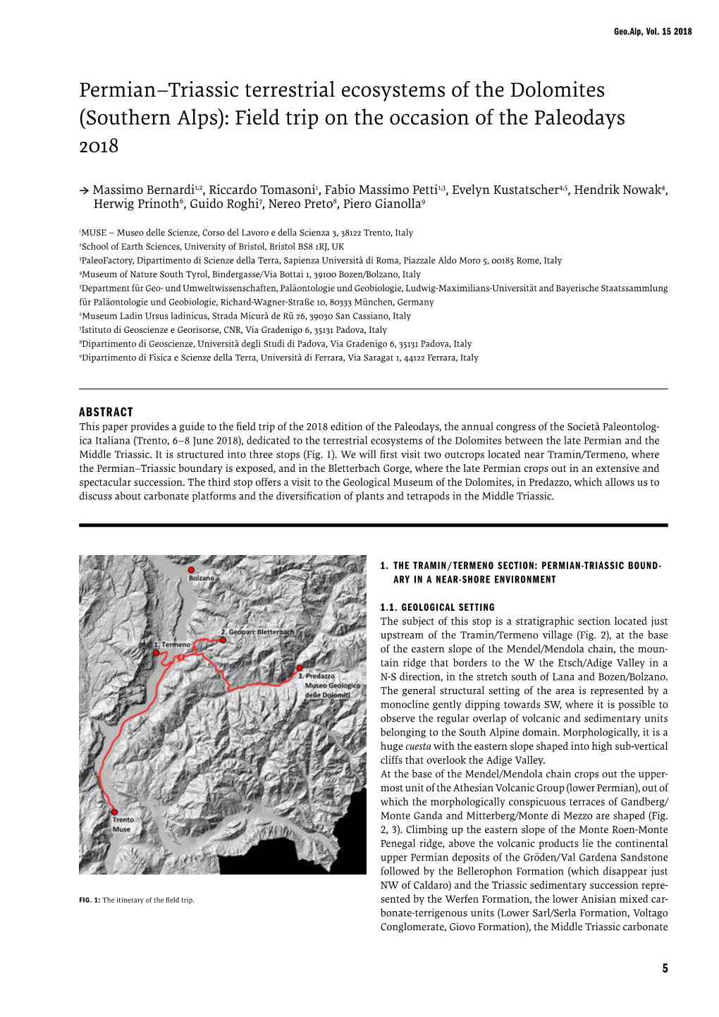 Permian–Triassic Terrestrial Ecosystems of the Dolomites (Southern Alps): Field Trip on the Occasion of the Paleodays 2018