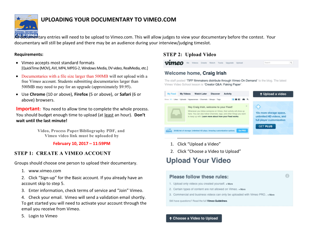 Uploading Your Documentary to Vimeo.Com