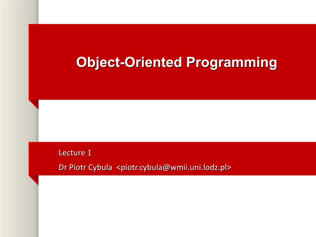 Object-Oriented Programmingprogramming