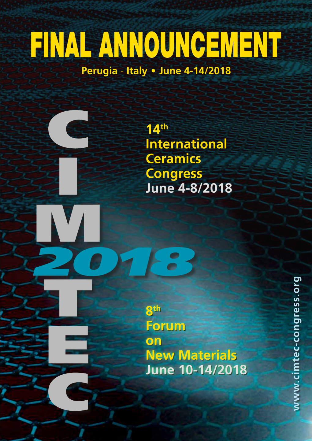 14Th International Ceramics Congress June 4-8/2018 Forum on New