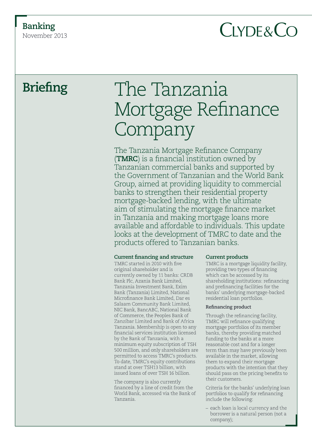 The Tanzania Mortgage Refinance Company