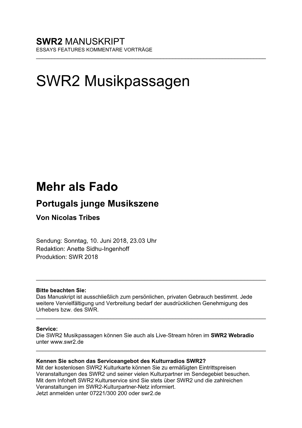 SWR2 Musikpassagen