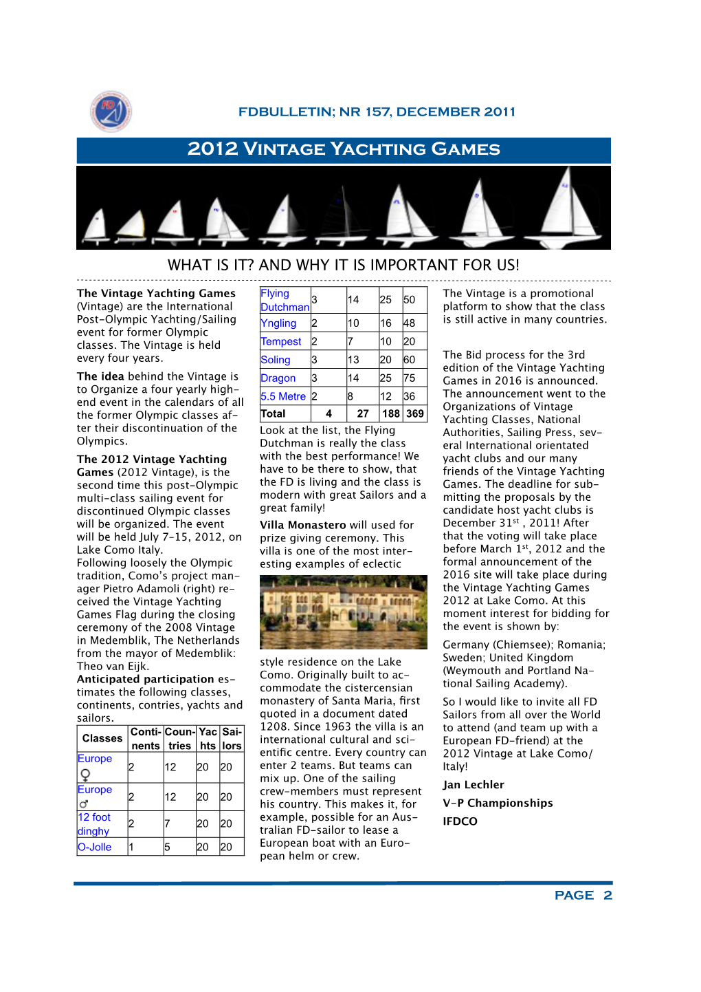 2012 Vintage Yachting Games