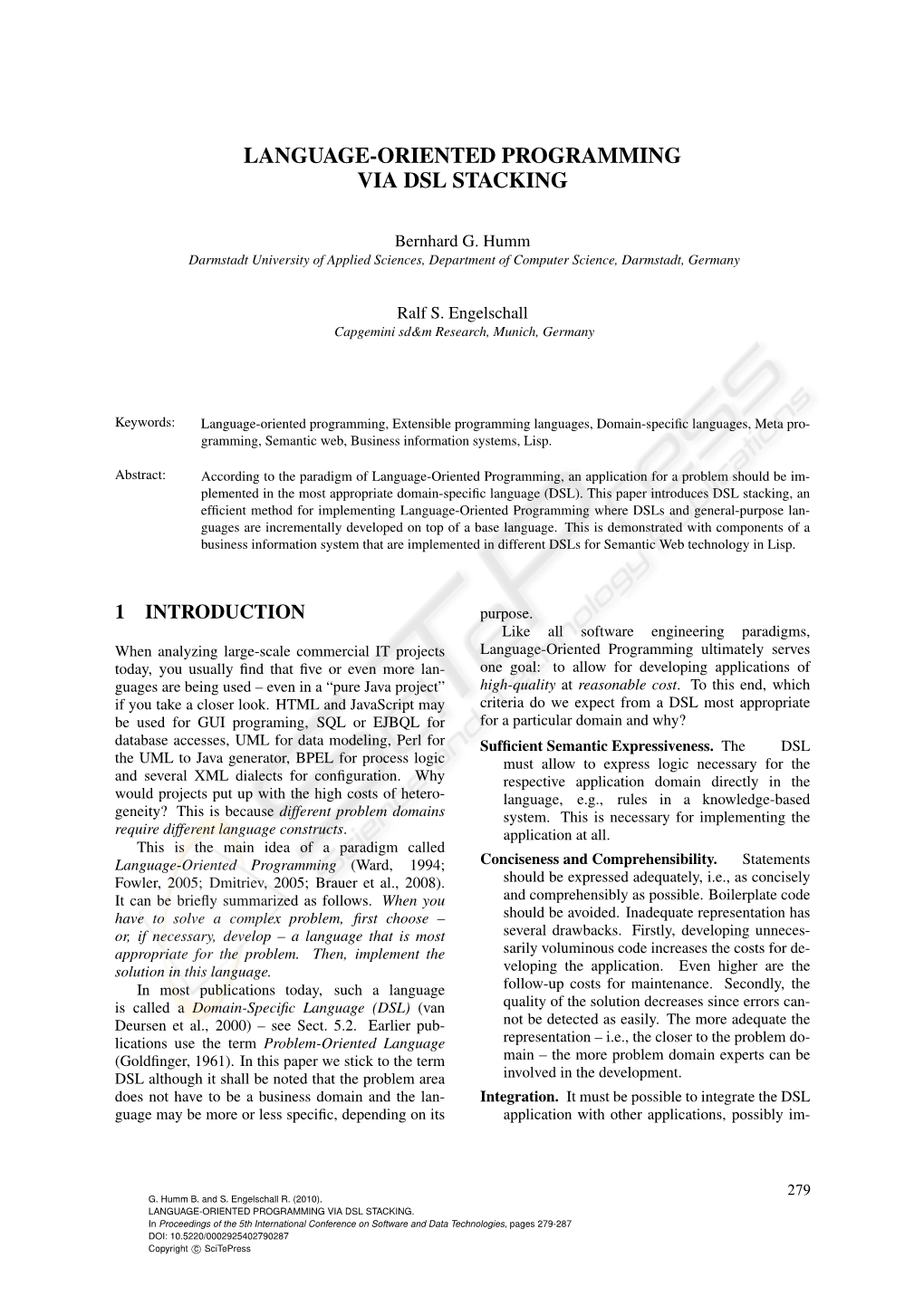 Language-Oriented Programming Via Dsl Stacking