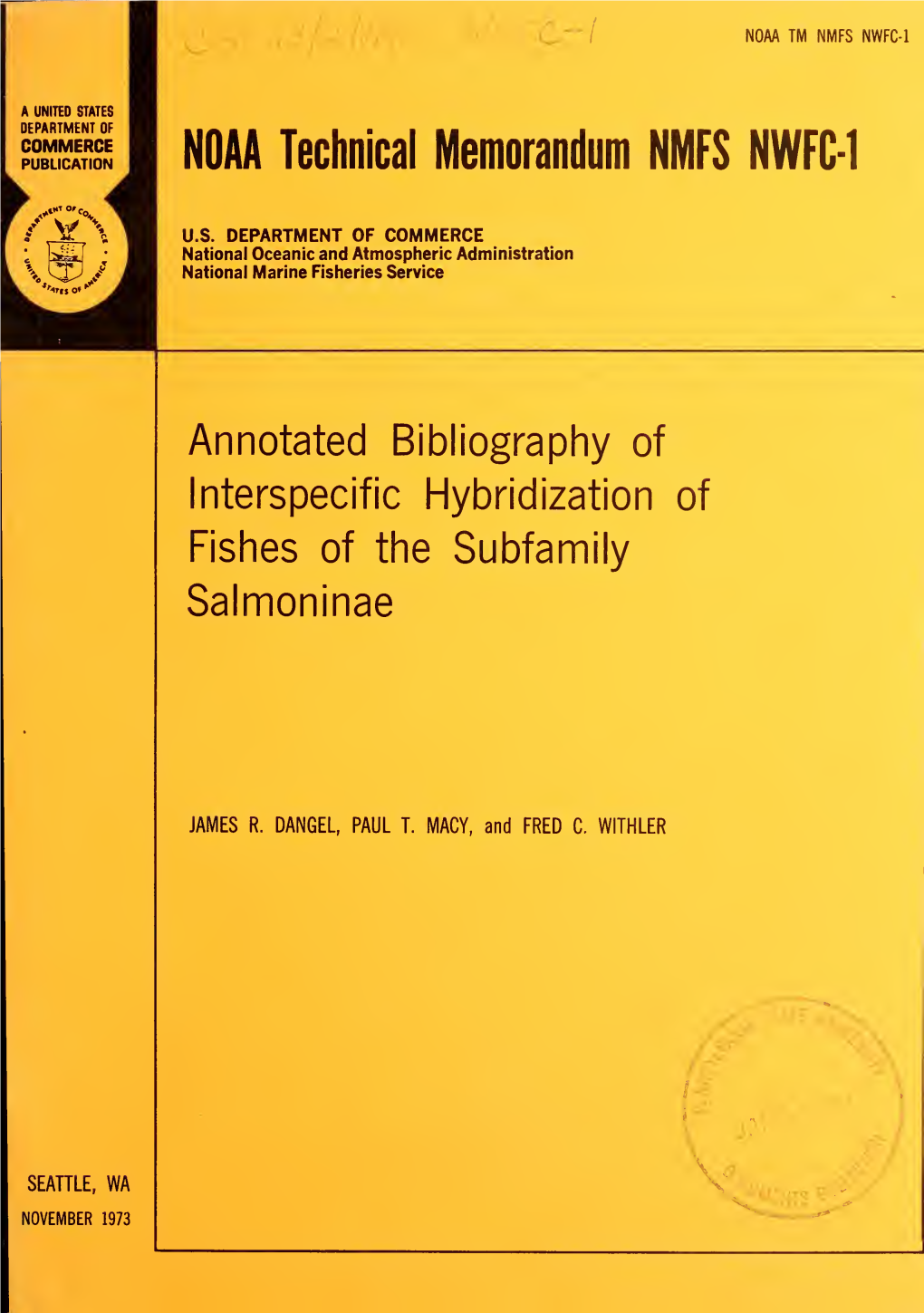 Annotated Bibliography of Interspecific Hybridization of Fishes of the Subfamily Salmoninae