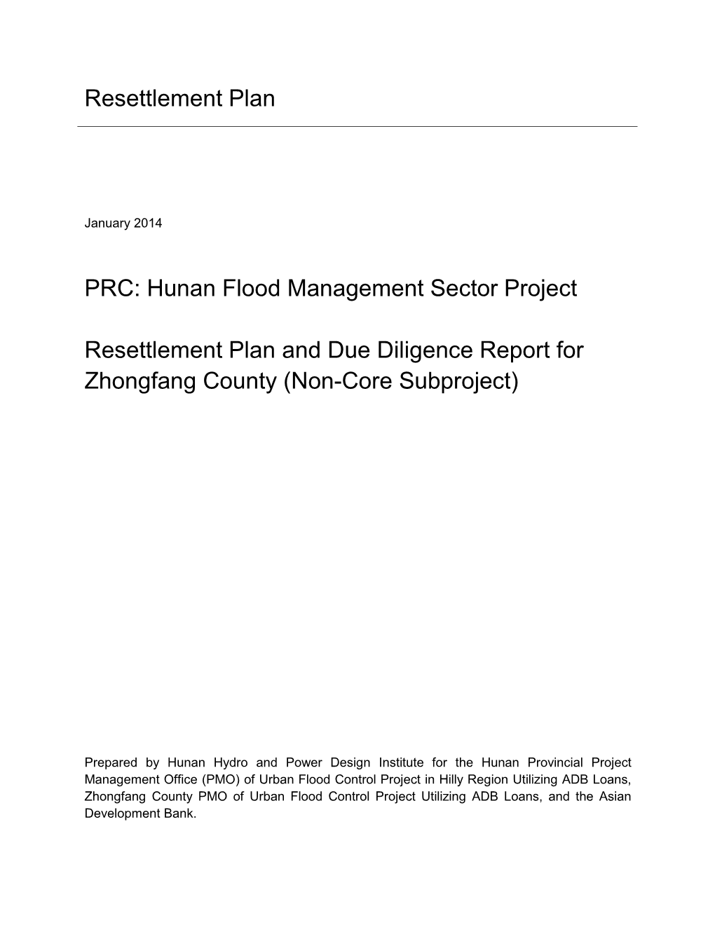 Hunan Flood Management Sector Project: Zhongfang County