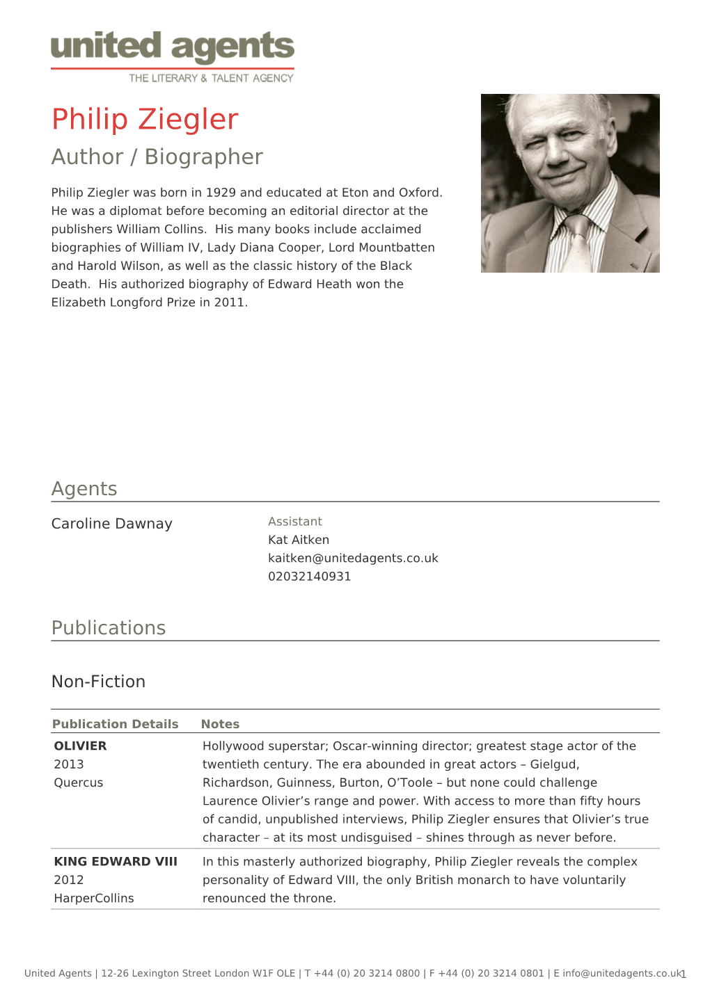 Philip Ziegler Author / Biographer