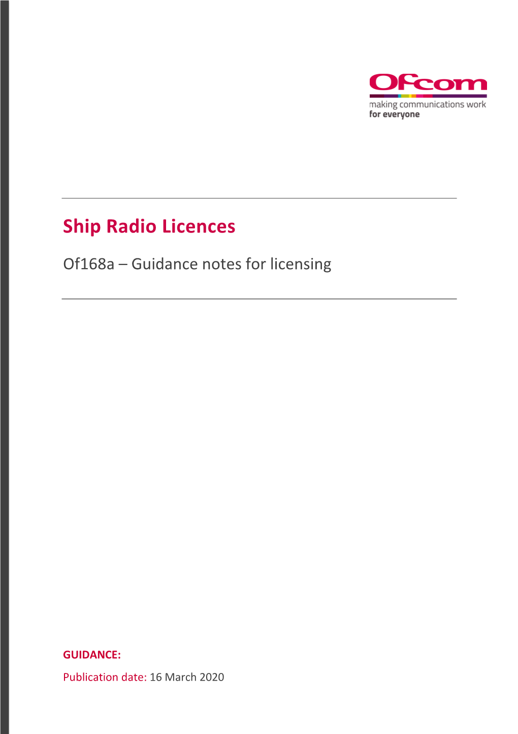 Ship Radio Guidance Notes for Licensing