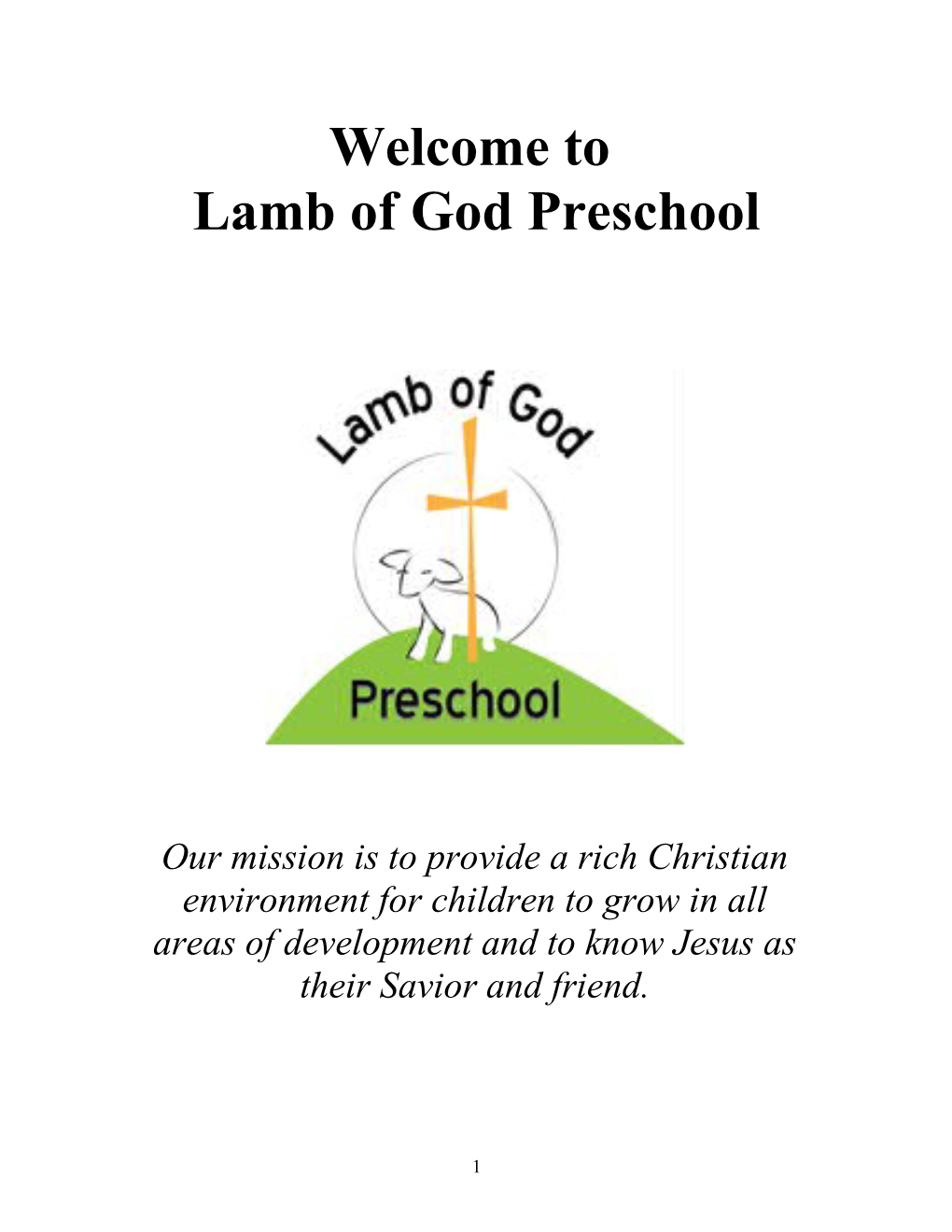 Welcome to Lamb of God Preschool