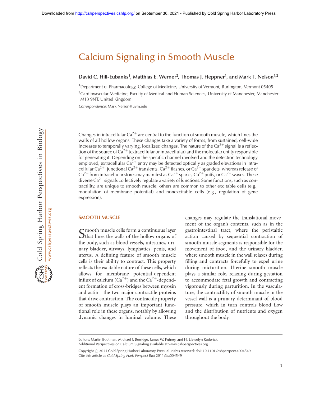 Calcium Signaling in Smooth Muscle