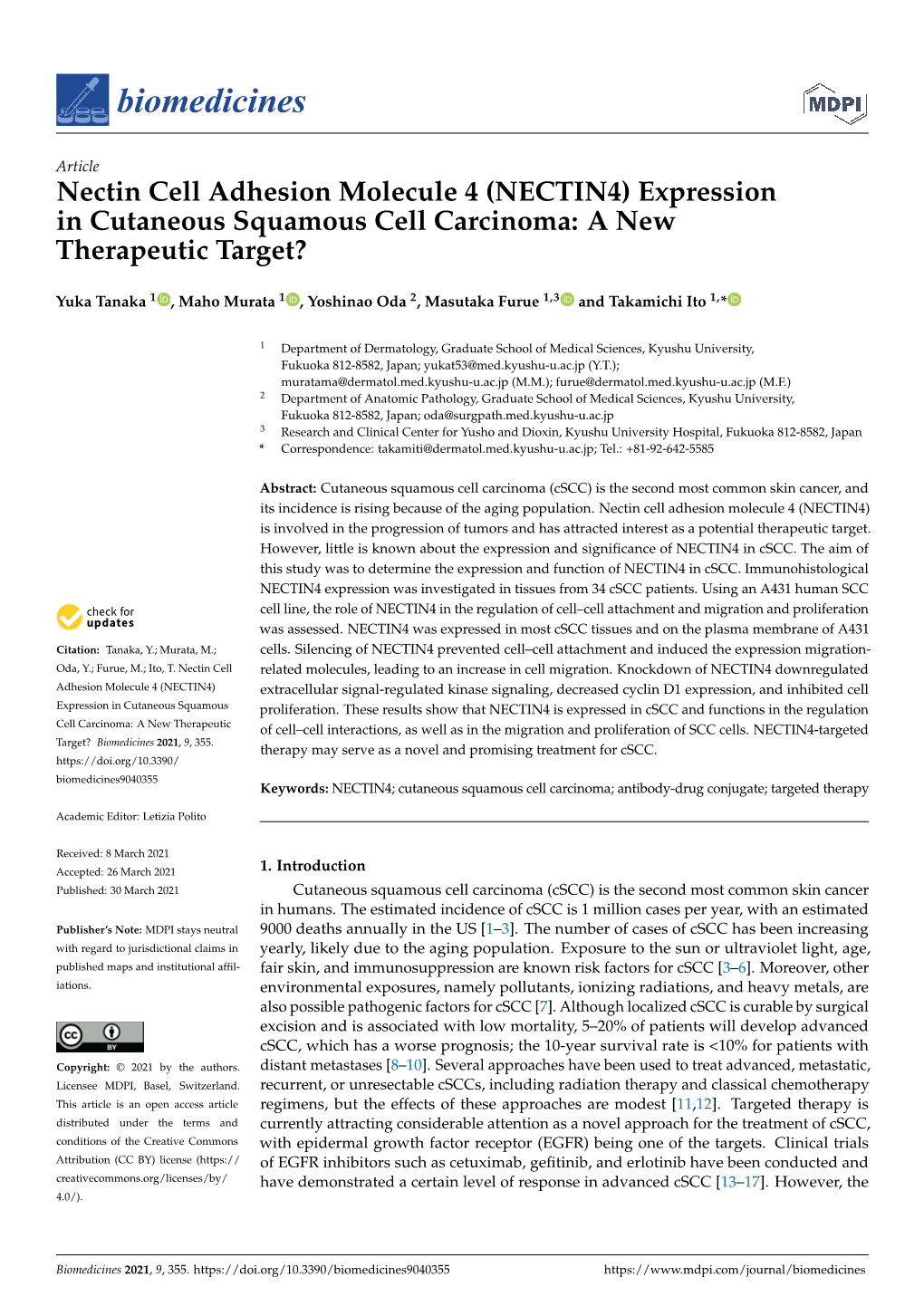 Nectin Cell Adhesion Molecule 4 (NECTIN4) Expression in Cutaneous Squamous Cell Carcinoma: a New Therapeutic Target?