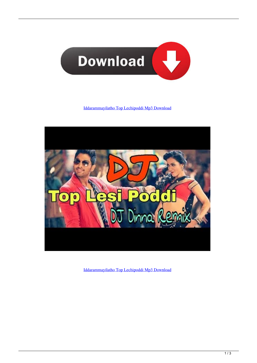 Iddarammayilatho Top Lechipoddi Mp3 Download