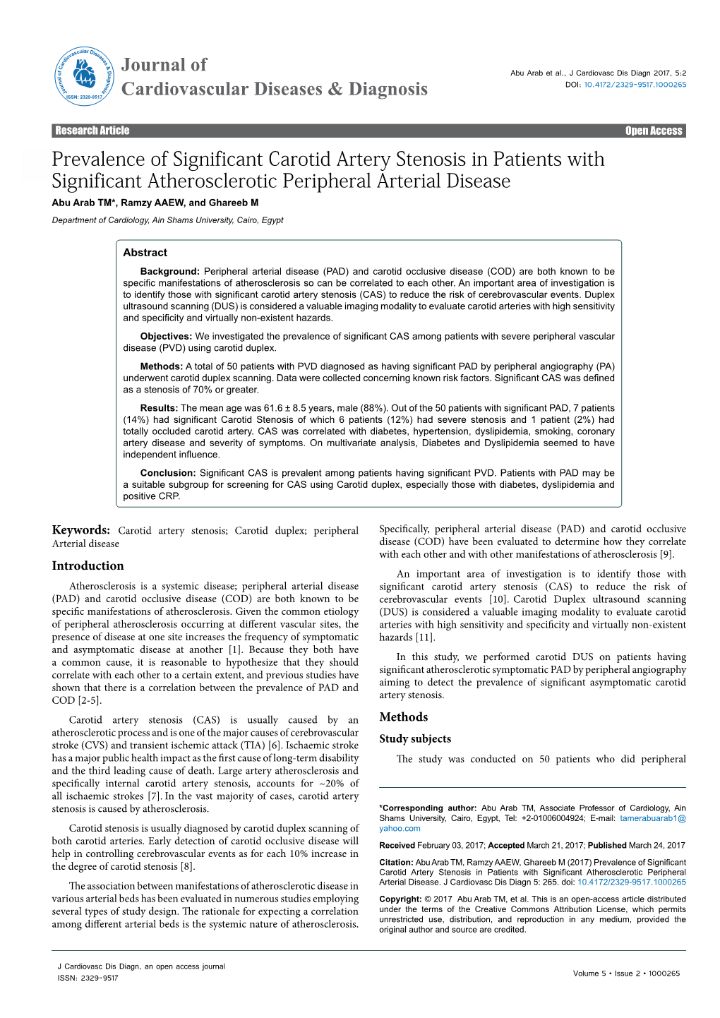 Prevalence of Significant Carotid Artery Stenosis in Patients With