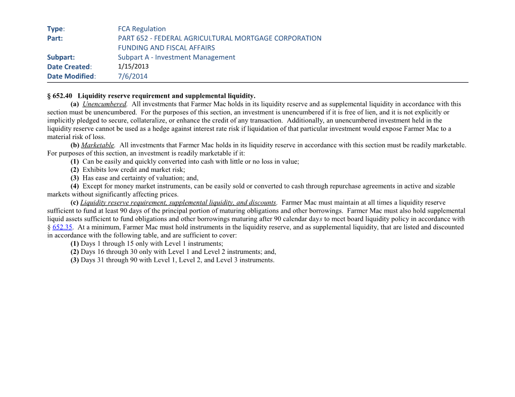 Liquidity Reserve Requirement and Supplemental Liquidity