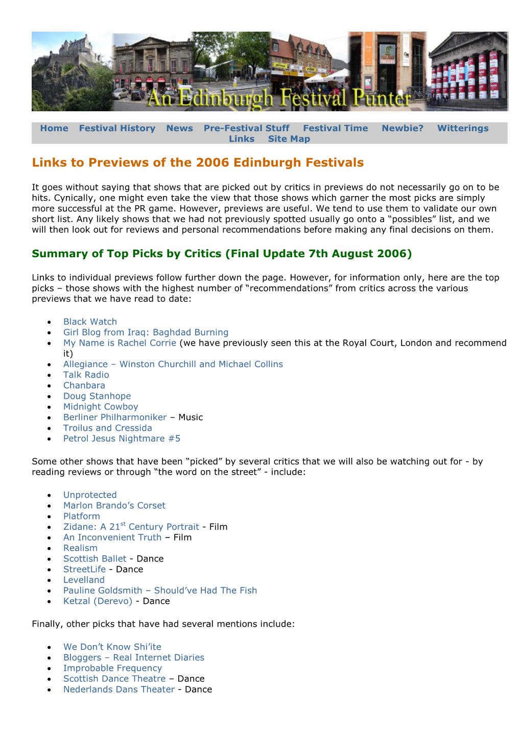Edinburgh Festival 2006 Review Info