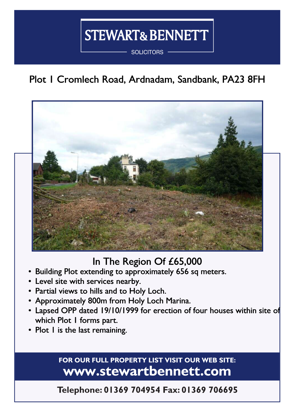 Plot 1 Cromlech Road, Ardnadam, Sandbank, PA23 8FH in The