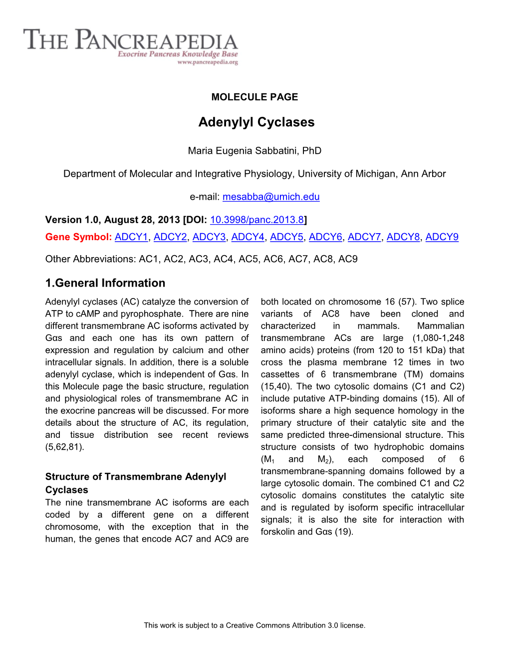 Transmembrane Adenylyl Cyclases