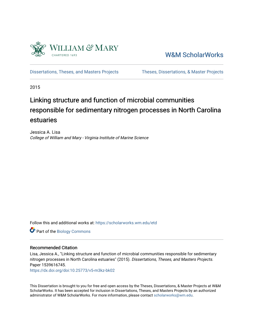 Linking Structure and Function of Microbial Communities Responsible for Sedimentary Nitrogen Processes in North Carolina Estuaries